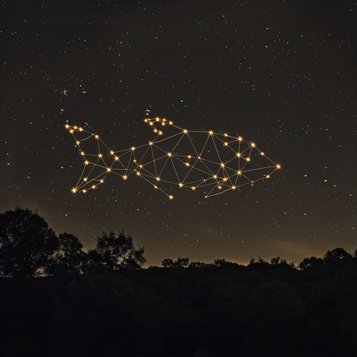 Starry celestial fish in the night sky