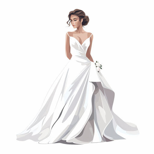 Bride clipart in the style of Minimalist, on a white background