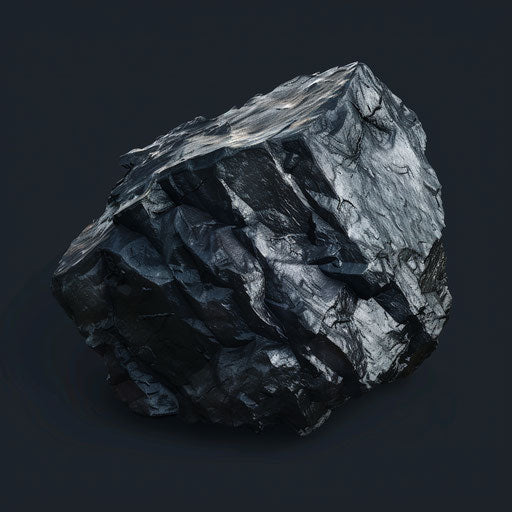 Coal clipart on flat blue background with light texture