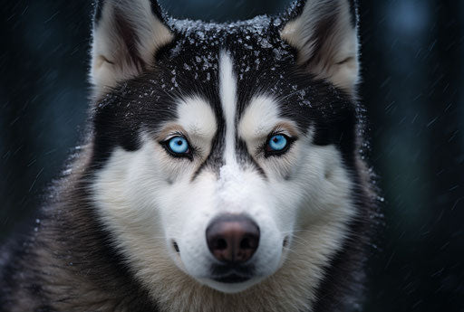 Siberian Husky pet portraits in light maroon and light black style