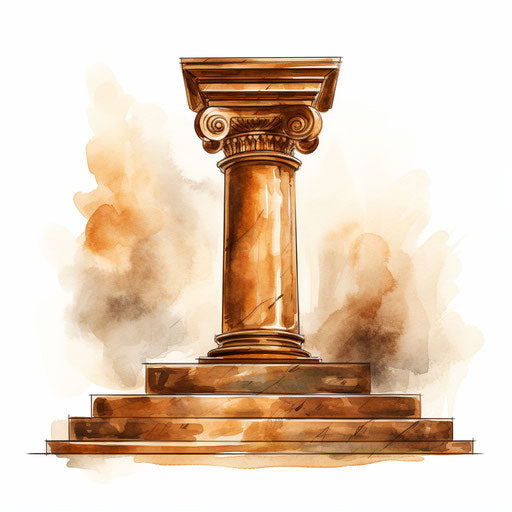 Podium, oil painting style, on white background