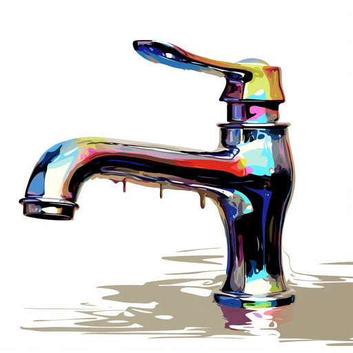 Faucet illustration in the style of impressionistic art, on white background