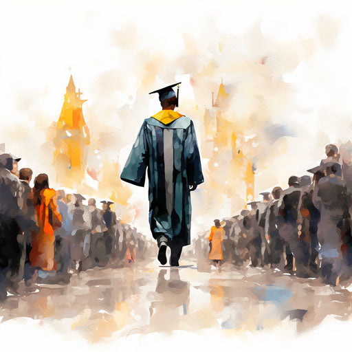 2024 Graduation Clipart in the Impressionistic Art style, on white background