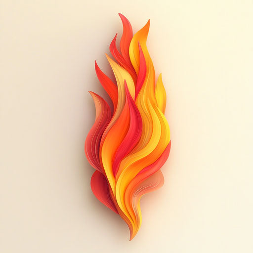 3D flame on flat white background