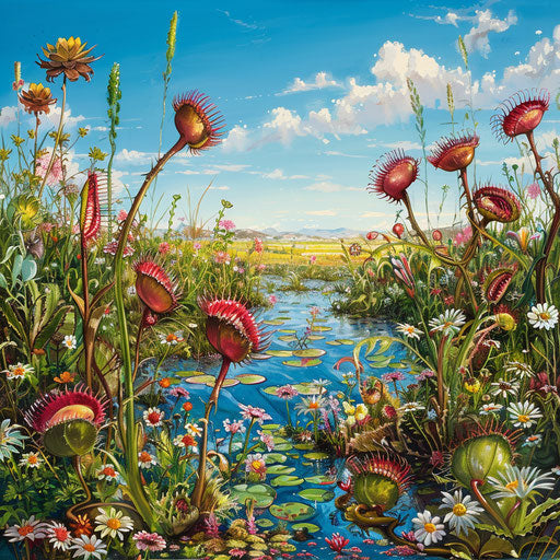 Lively Venus flytrap in the bog