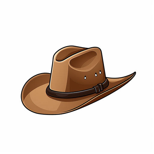 Minimalist cowboy hat illustration on white background