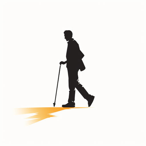 Minimalist style walking illustration, on white background