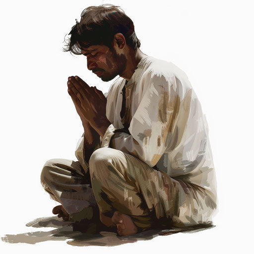 Realistic praying clipart on flat white background