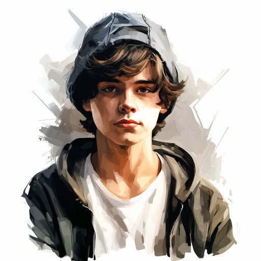 Chiaroscuro Art style youth clipart on white background