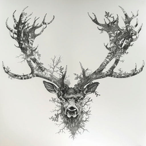 Detailed drawing of a complex antler structure