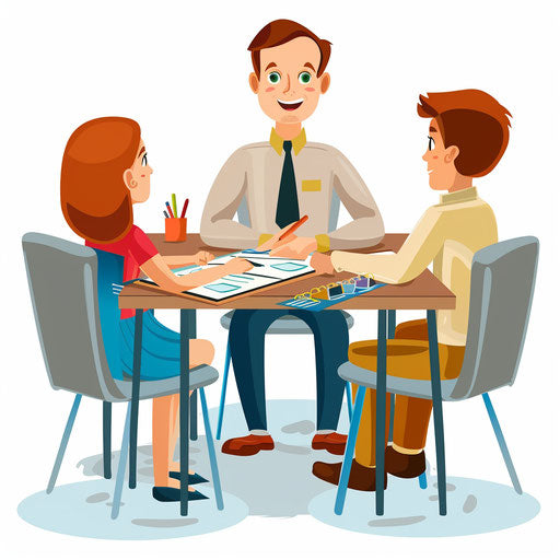 Parent-teacher conference in photo realistic style