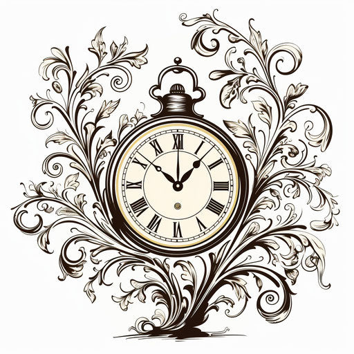 Drawn clock, vector illustration on a white background