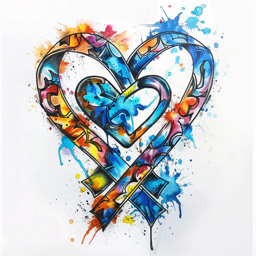 Heart intertwined with autism awareness ribbon