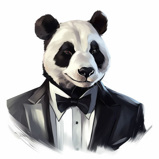 Tuxedo drawing in Oil painting style on white background