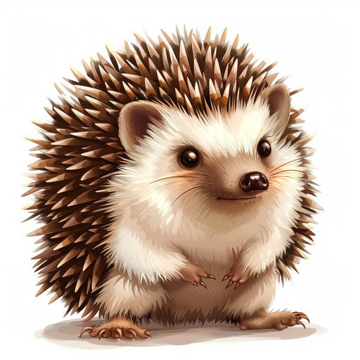 Hedgehog clipart in photorealistic style on white background