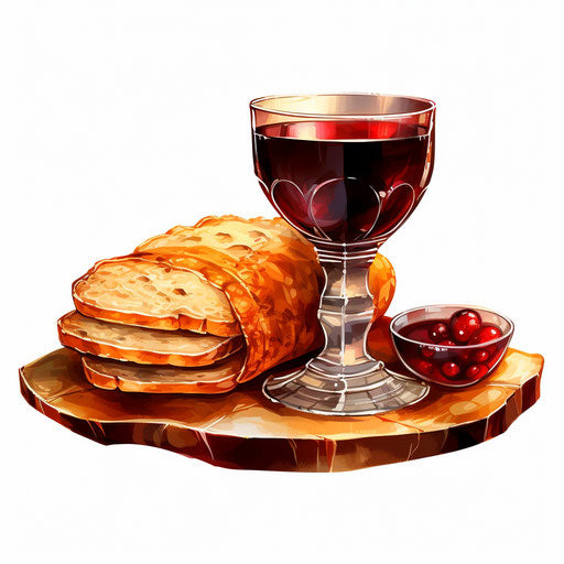 Communion clipart in the style of Chiaroscuro Art, on a white background