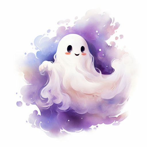 Charming ghost clipart in the Impressionistic Art style
