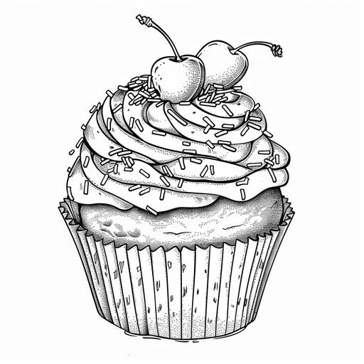 A whimsical cupcake with sprinkles and a cherry