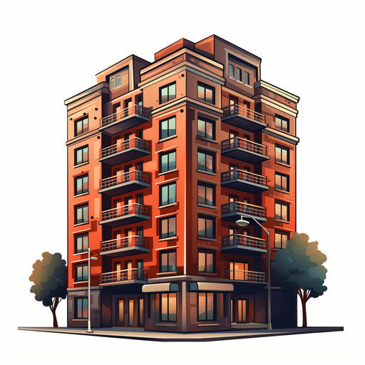 Apartment clipart in the style of Chiaroscuro Art, on a white background