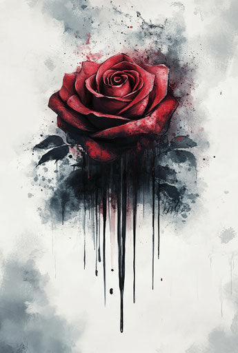 Abstract red rose tattoo design, dark style