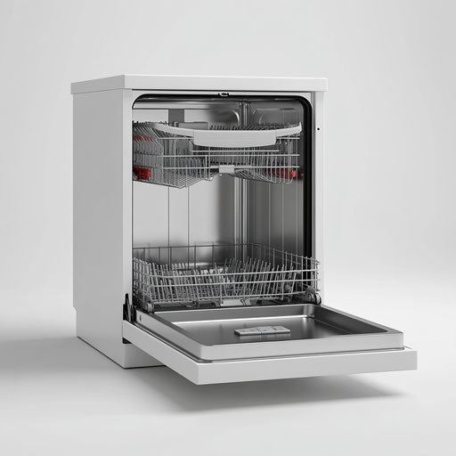 3D Dishwasher on flat white background, isolated clipart