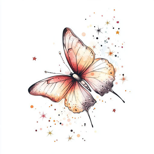 Meaningful small tattoo with butterfly and tiny stars
