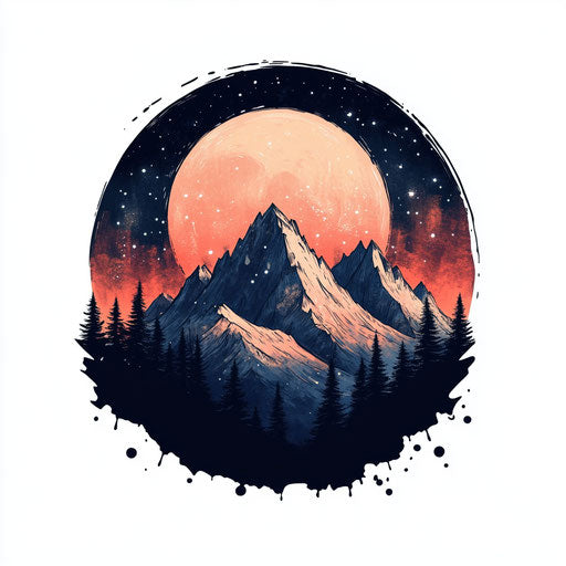Night sky mountain range inner bicep tattoo sketch