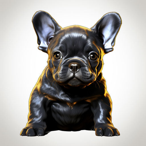 Cute French bulldog puppy in dark silver and blue style