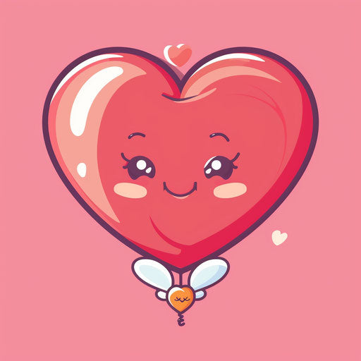 Cartoon heart with angel at bottom, animated gif style