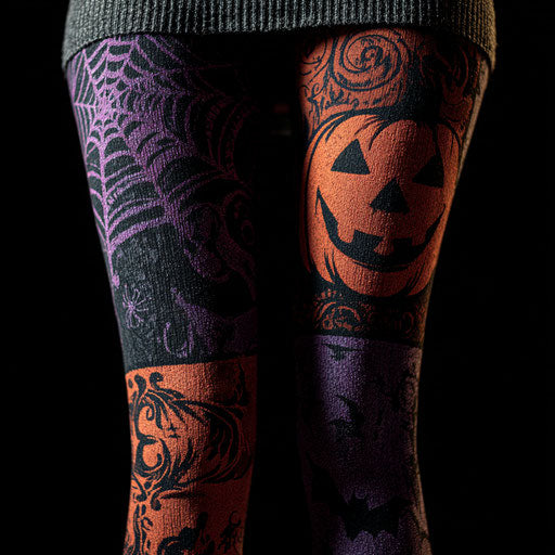 Decorative Leggings with Halloween Motifs