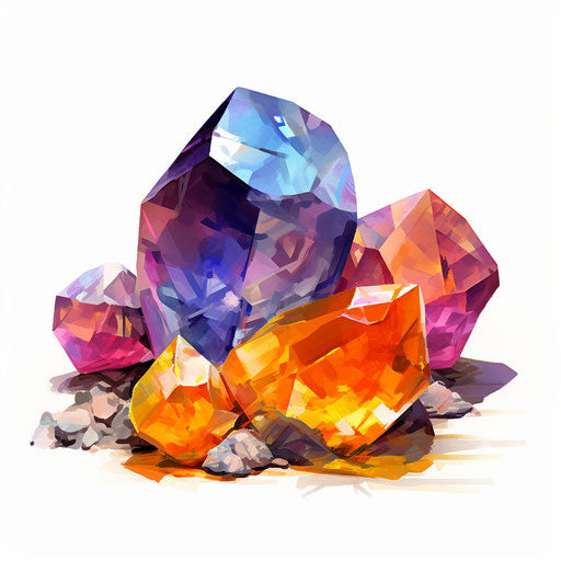 Gem Clipart in the style of Impressionistic Art, on a white background