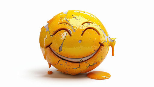 Cheerful emoticon face on white background
