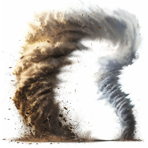 Tornado clip art in a photo realistic style on flat white background