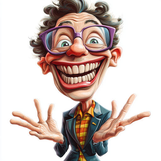 Humorous psychology caricature with human characteristics