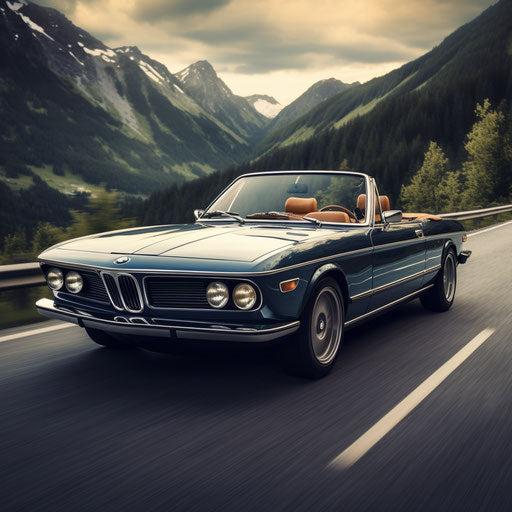 Classic BMW 7 series convertible with the top down