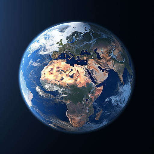 Space view of Earth with layered continents