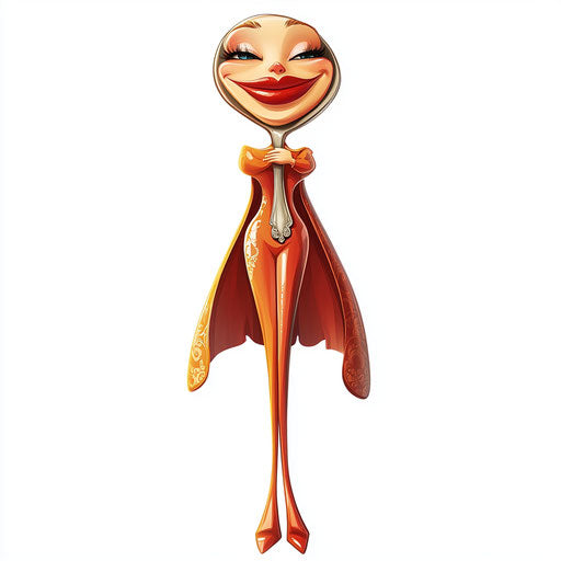 Humorous caricature of a spoon with human characteristics