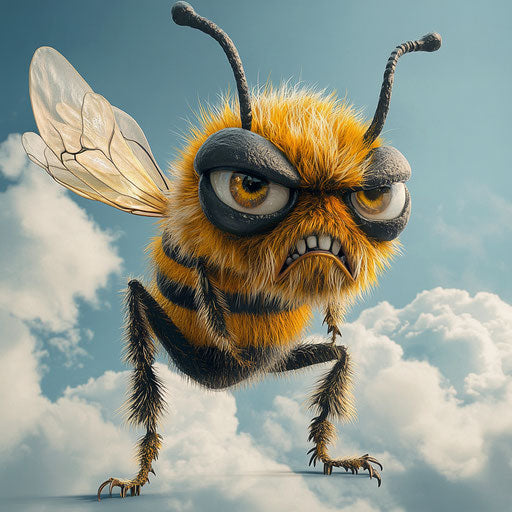 Humorous caricature of a cute bee with human characteristics