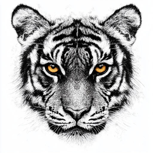 Tattoo sketch of neck with intense tiger's eyes