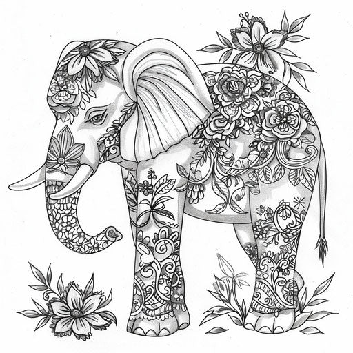 Stylish elephant with flower garlands