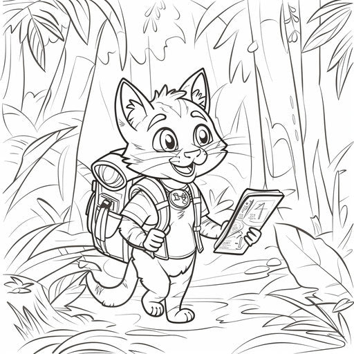 Cartoon jungle cat explorer