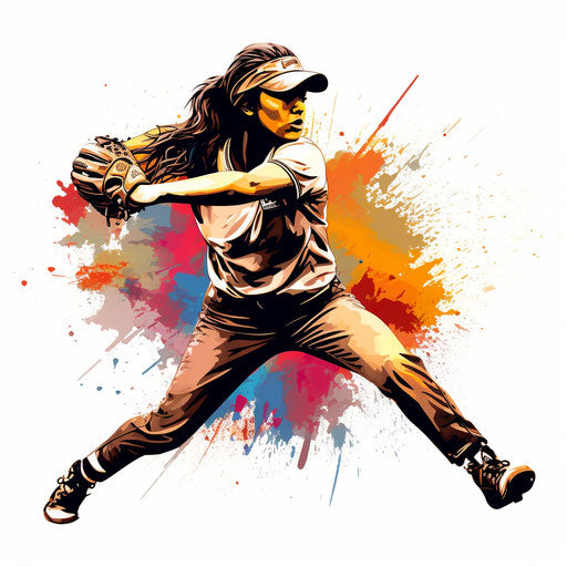 Softball art clip in the style of Chiaroscuro Art, on white background