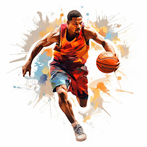 Basketball player in Oil painting style on white background