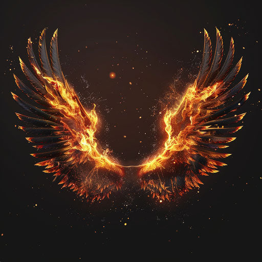 Realistic fire clipart with detailed wings