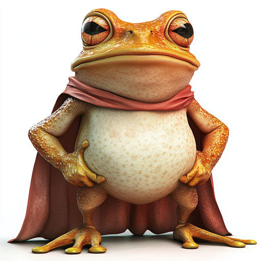 Humorous caricature of a frog with human characteristics