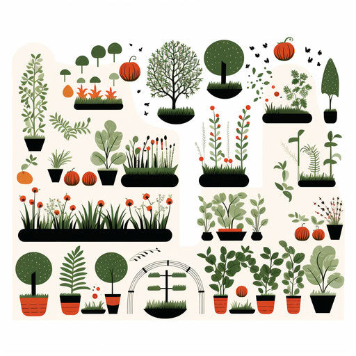 Minimalist garden illustration, on a white background