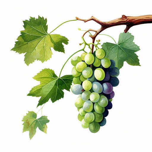 Vine clipart in the style of Oil painting, on a white background