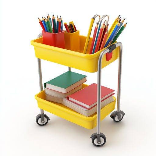 3D Classroom Cart with flat white background