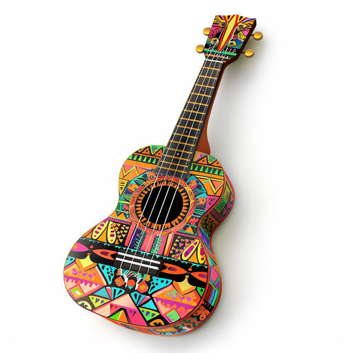 Ukulele clipart in photo realistic style with flat white background