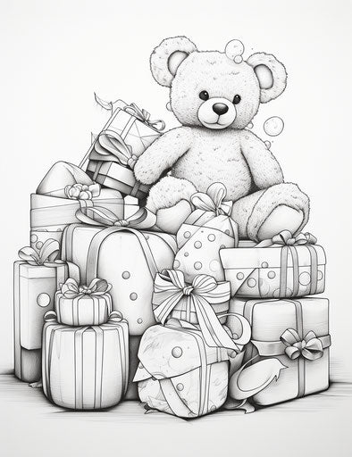 Toy presents coloring pages for adults